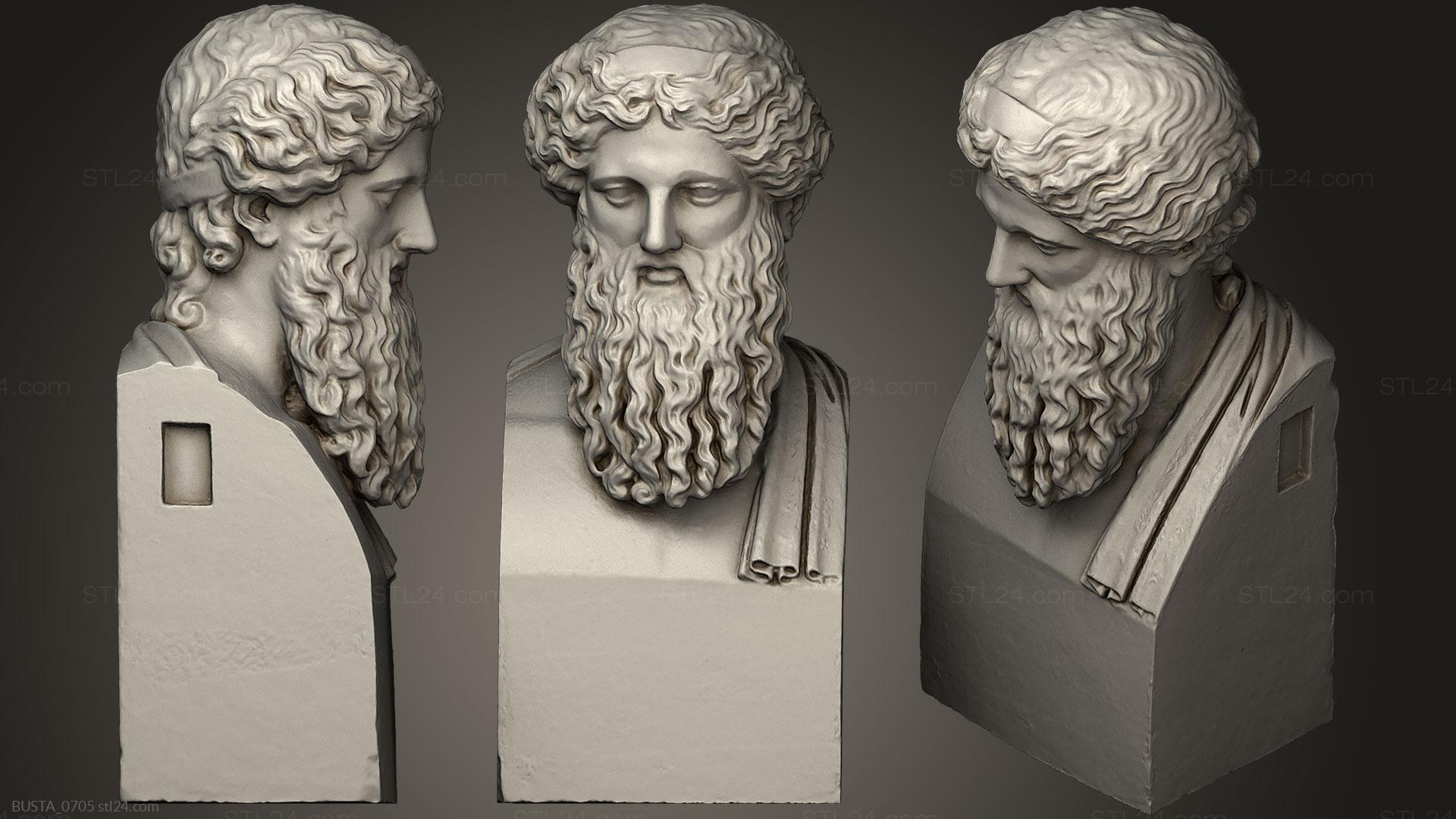 Бюсты и головы античные и исторические (Сарданапаллос, BUSTA_0705) 3D модель для ЧПУ станка
